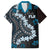 Bula Fiji Women's Day Family Matching Tank Maxi Dress and Hawaiian Shirt Indigo Masi Tapa