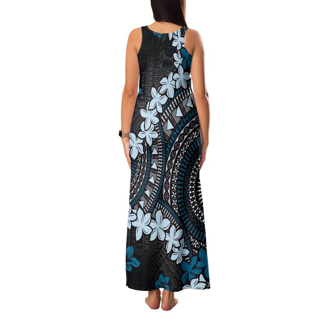 Bula Fiji Women's Day Family Matching Tank Maxi Dress and Hawaiian Shirt Indigo Masi Tapa