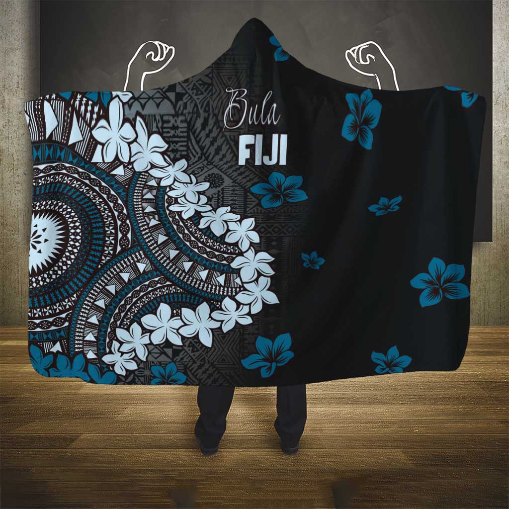 Bula Fiji Women's Day Hooded Blanket Indigo Masi Tapa