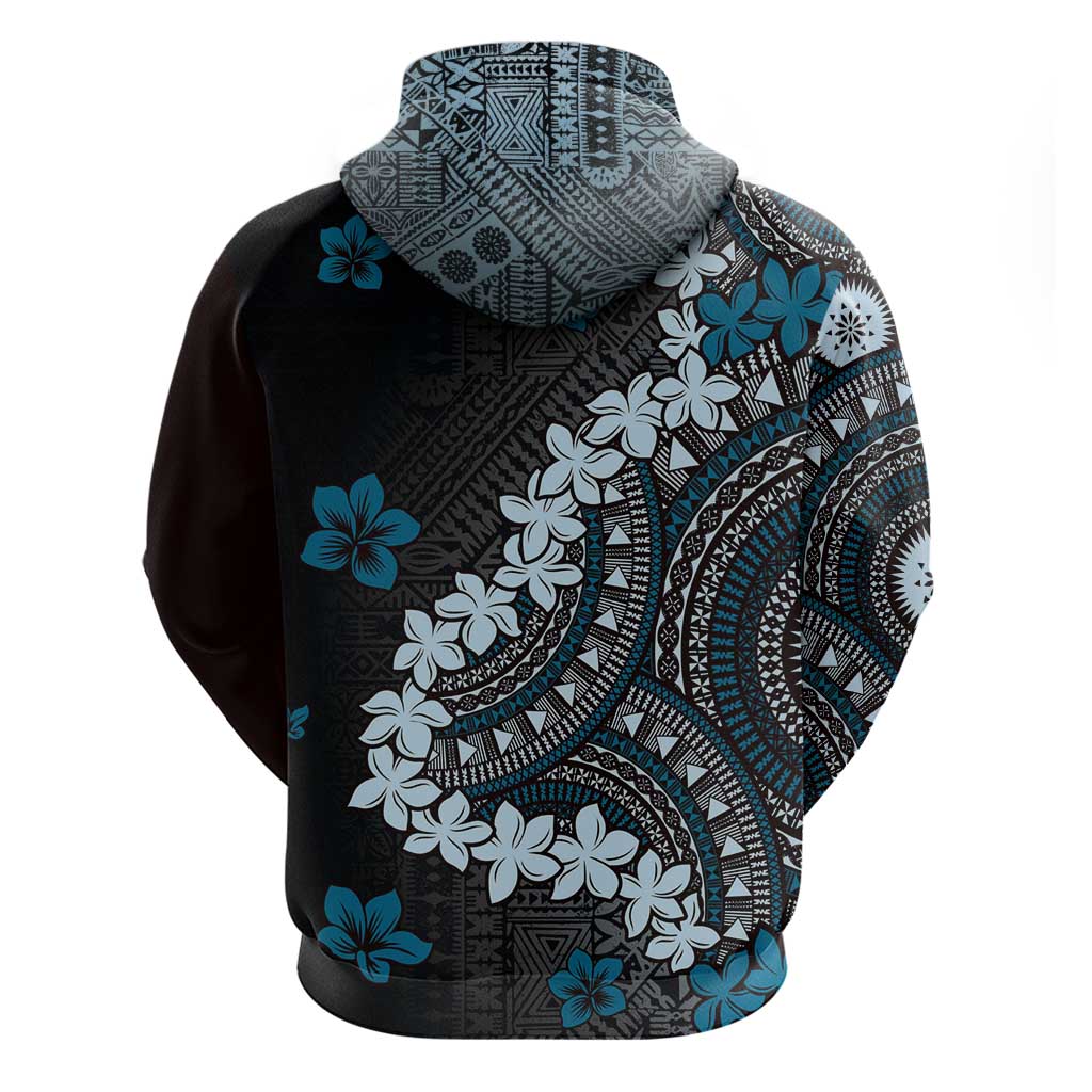 Bula Fiji Women's Day Hoodie Indigo Masi Tapa