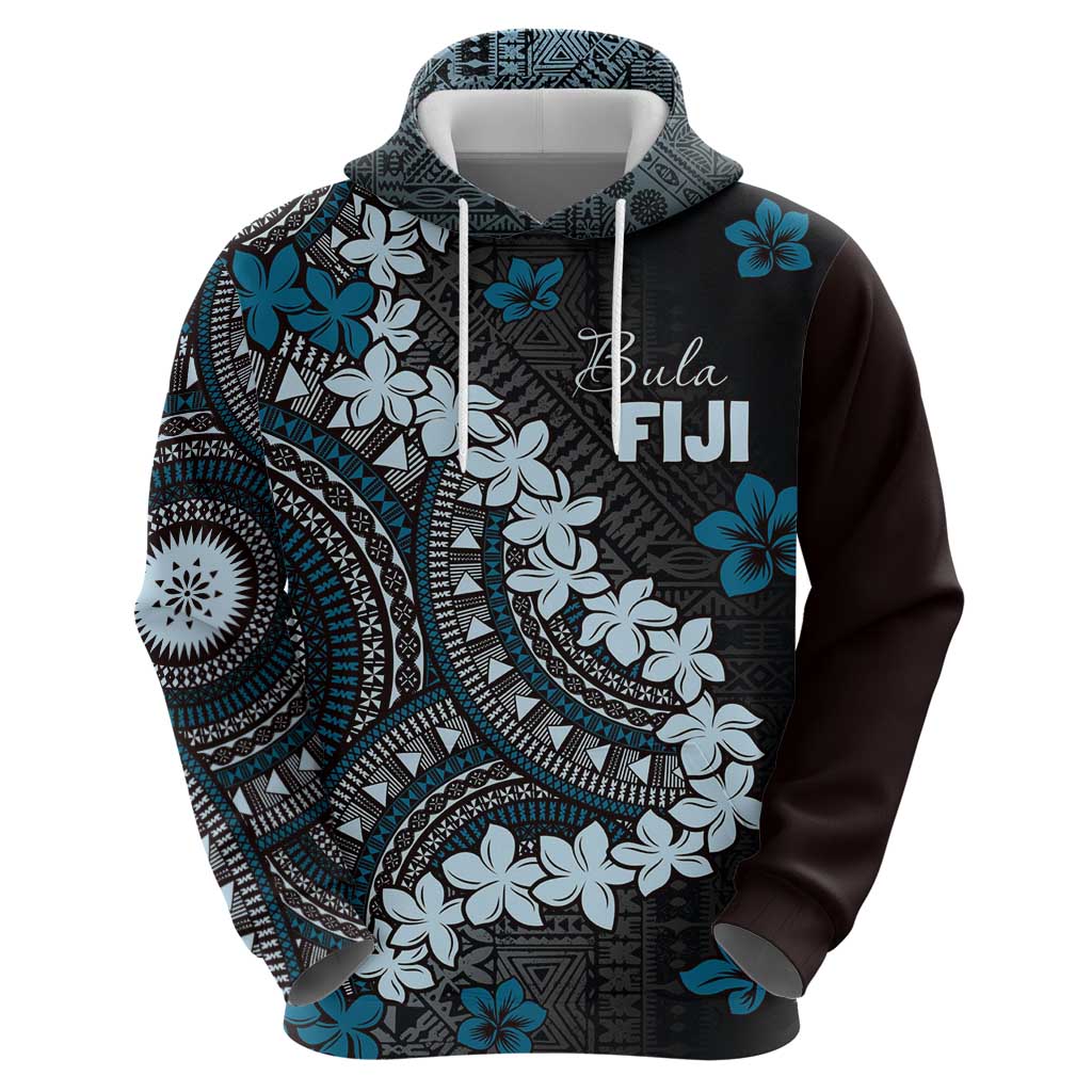 Bula Fiji Women's Day Hoodie Indigo Masi Tapa