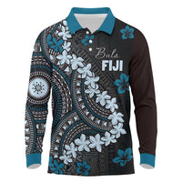 Bula Fiji Women's Day Long Sleeve Polo Shirt Indigo Masi Tapa