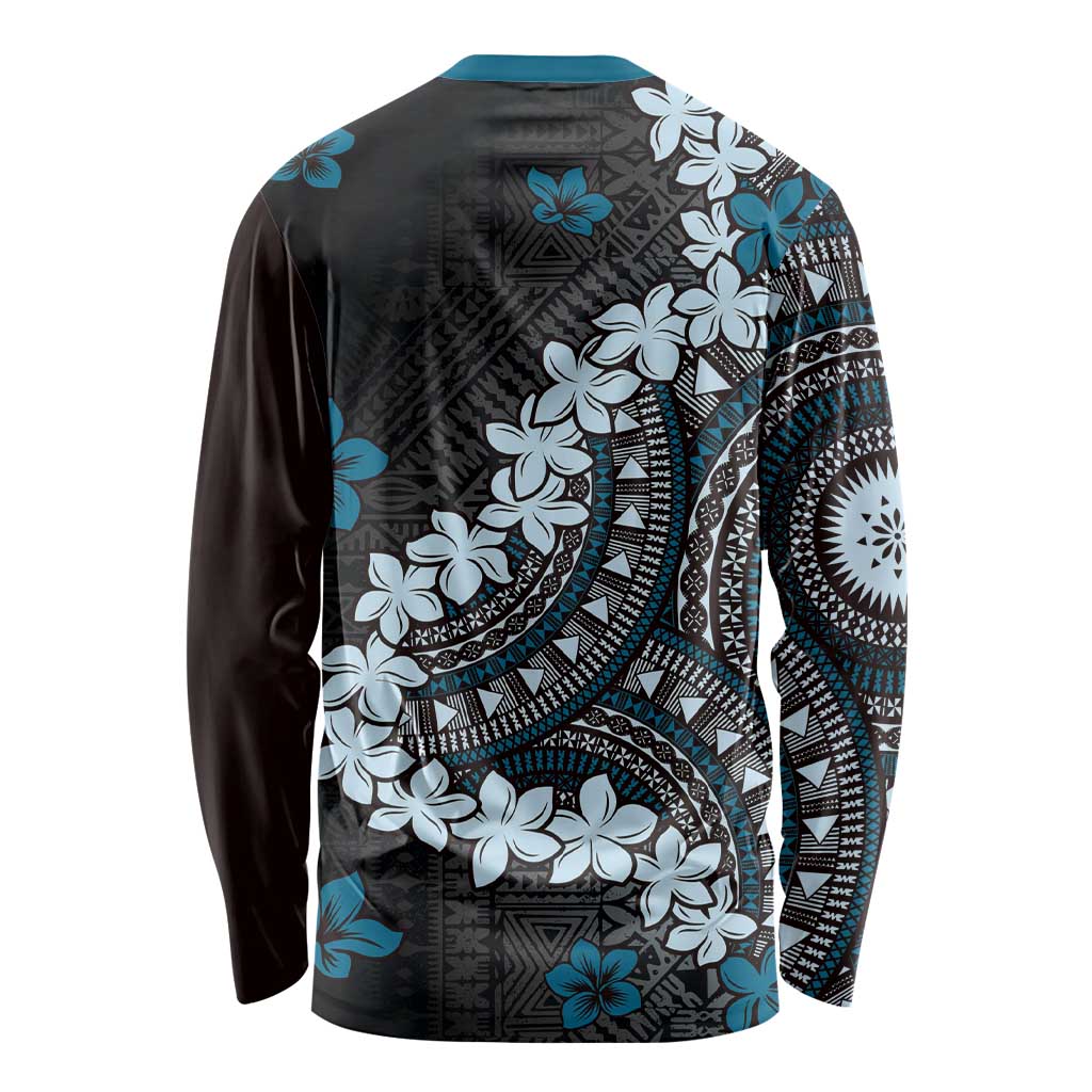 Bula Fiji Women's Day Long Sleeve Shirt Indigo Masi Tapa