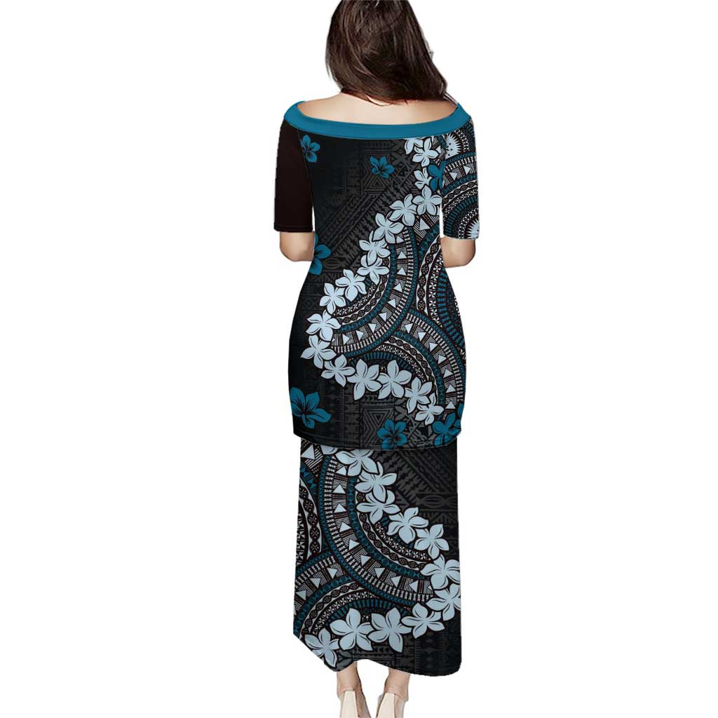 Bula Fiji Women's Day Puletasi Indigo Masi Tapa