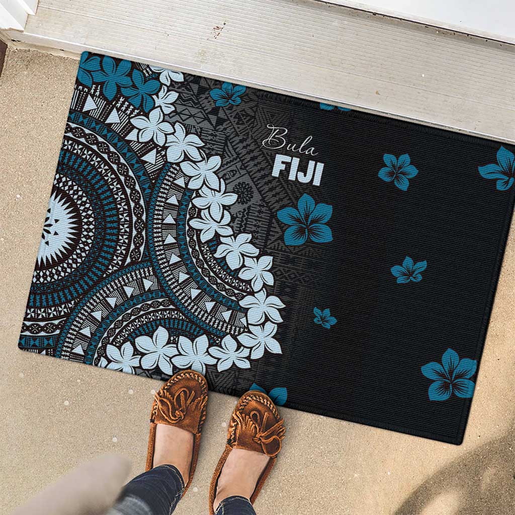 Bula Fiji Women's Day Rubber Doormat Indigo Masi Tapa