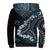 Bula Fiji Women's Day Sherpa Hoodie Indigo Masi Tapa