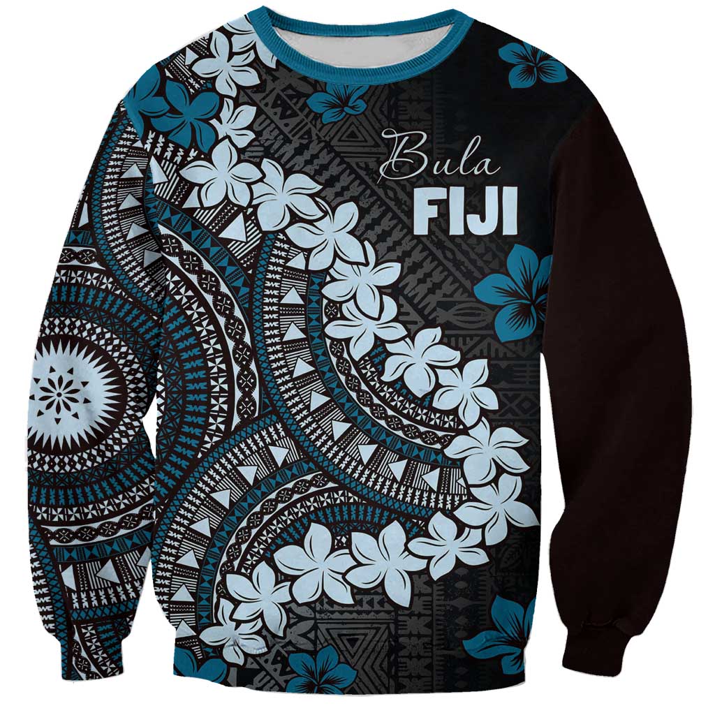 Bula Fiji Women's Day Sweatshirt Indigo Masi Tapa