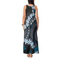 Bula Fiji Women's Day Tank Maxi Dress Indigo Masi Tapa