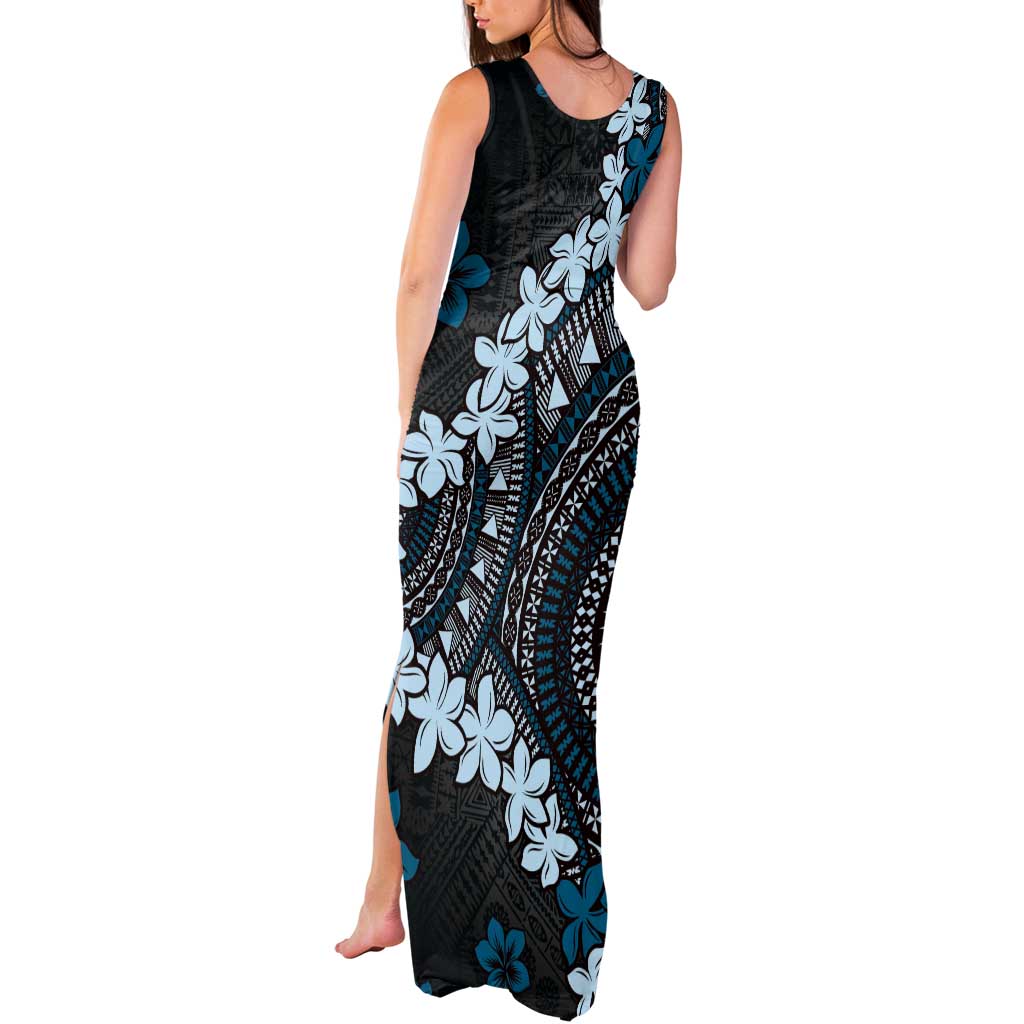 Bula Fiji Women's Day Tank Maxi Dress Indigo Masi Tapa
