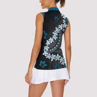 Bula Fiji Women's Day Women Sleeveless Polo Shirt Indigo Masi Tapa