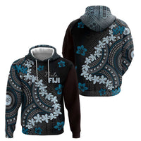 Bula Fiji Women's Day Zip Hoodie Indigo Masi Tapa