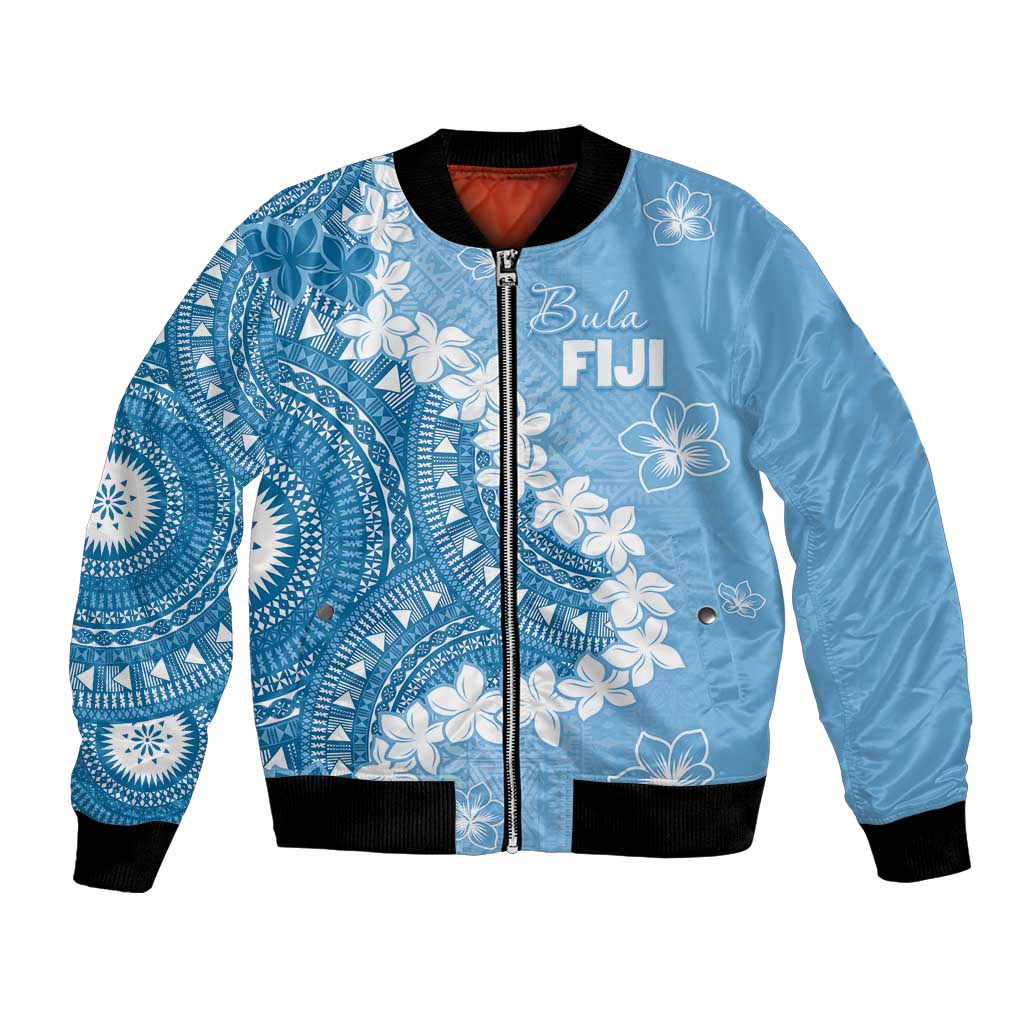 Bula Fiji Women's Day Bomber Jacket Turquoise Masi Tapa
