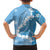 Bula Fiji Women's Day Family Matching Long Sleeve Bodycon Dress and Hawaiian Shirt Turquoise Masi Tapa