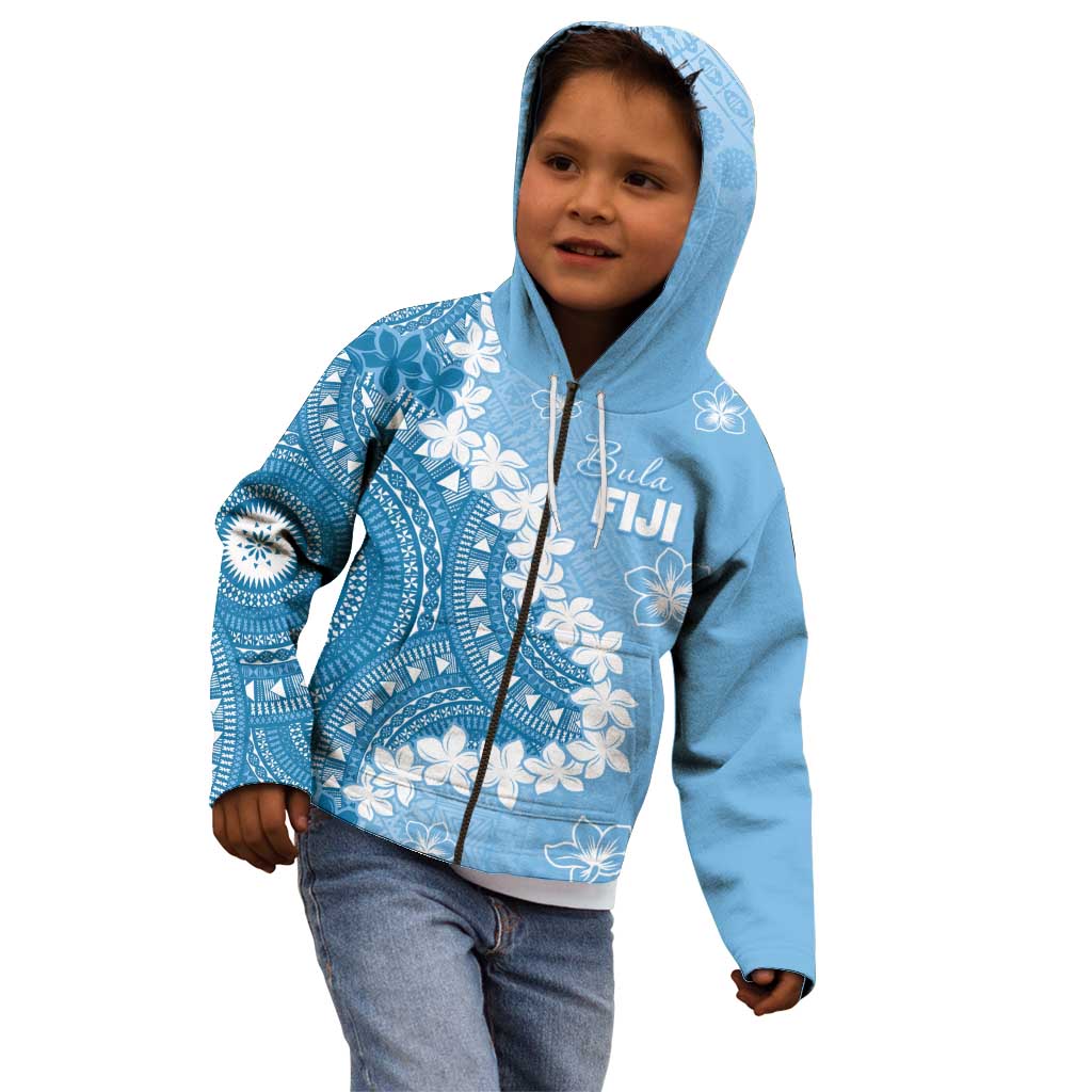Bula Fiji Women's Day Kid Hoodie Turquoise Masi Tapa