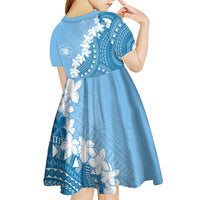 Bula Fiji Women's Day Kid Short Sleeve Dress Turquoise Masi Tapa