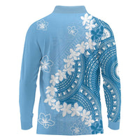 Bula Fiji Women's Day Long Sleeve Polo Shirt Turquoise Masi Tapa