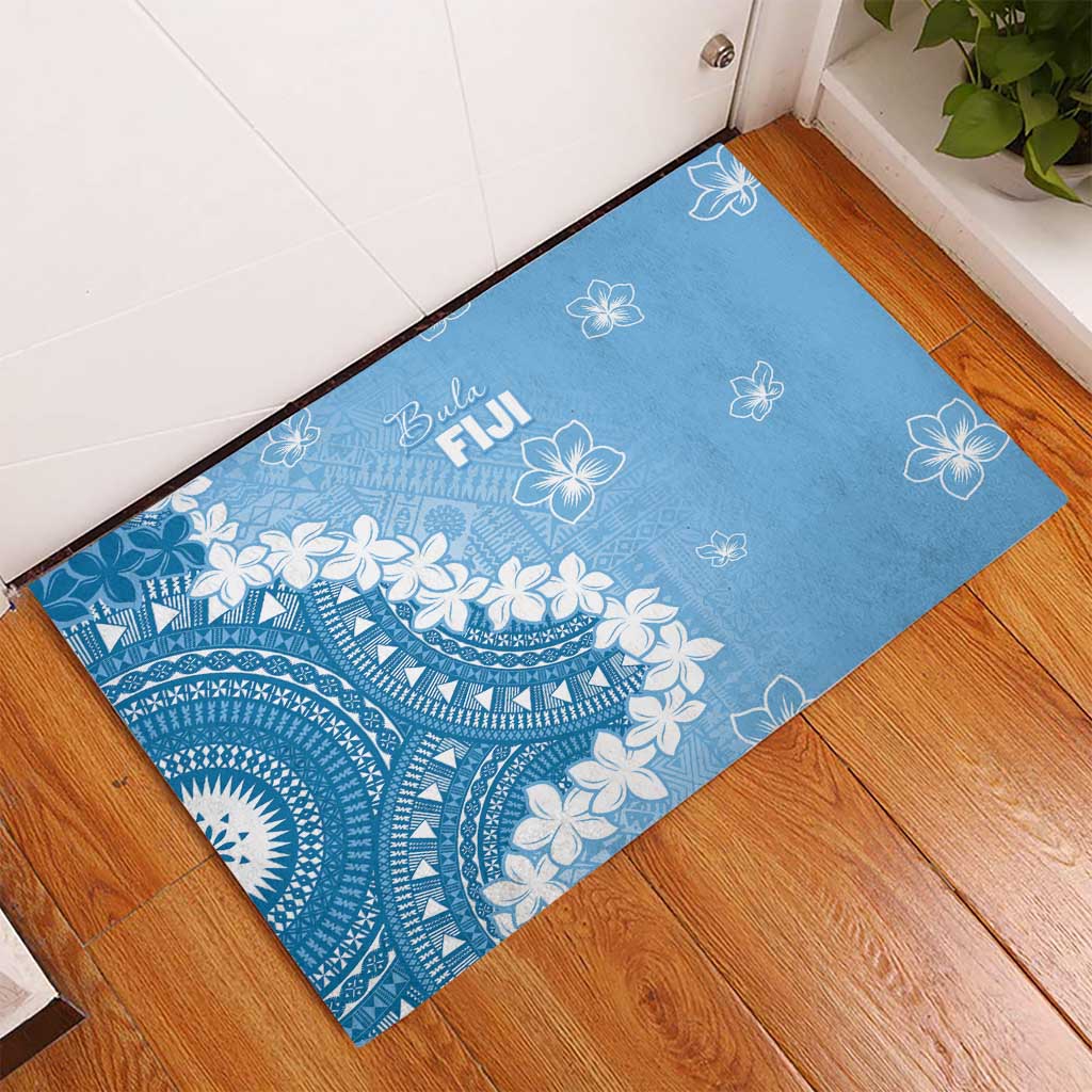 Bula Fiji Women's Day Rubber Doormat Turquoise Masi Tapa LT7