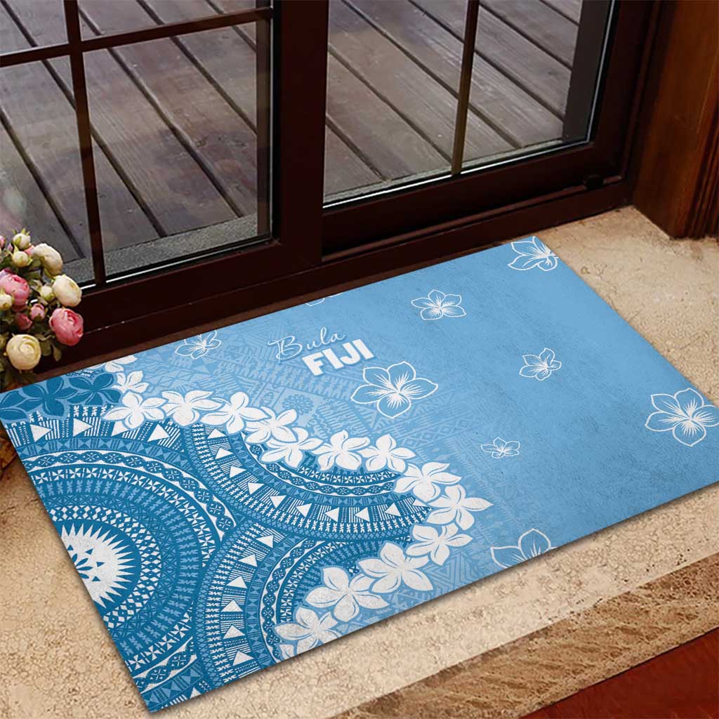 Bula Fiji Women's Day Rubber Doormat Turquoise Masi Tapa LT7
