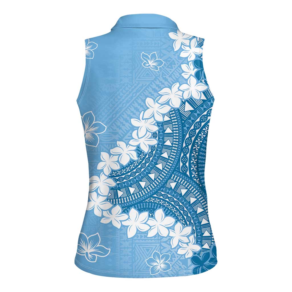 Bula Fiji Women's Day Women Sleeveless Polo Shirt Turquoise Masi Tapa