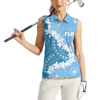 Bula Fiji Women's Day Women Sleeveless Polo Shirt Turquoise Masi Tapa