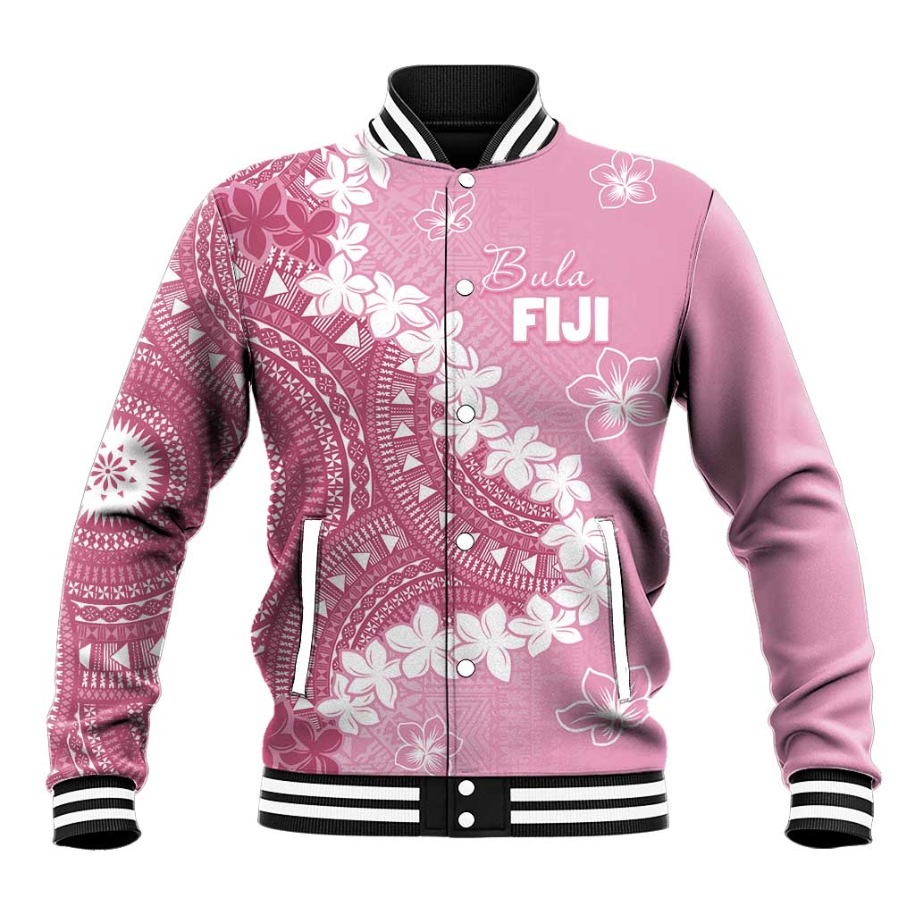 Bula Fiji Women's Day Baseball Jacket Pink Masi Tapa