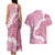 Bula Fiji Women's Day Couples Matching Tank Maxi Dress and Hawaiian Shirt Pink Masi Tapa