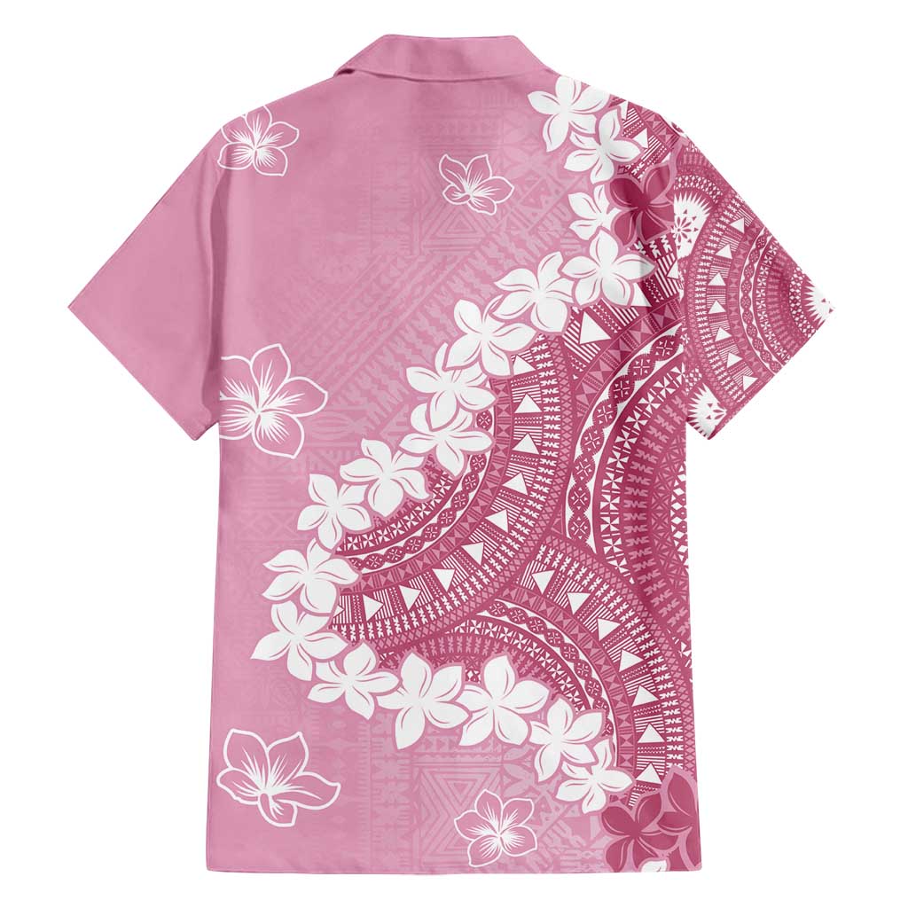 Bula Fiji Women's Day Family Matching Off Shoulder Maxi Dress and Hawaiian Shirt Pink Masi Tapa