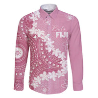 Bula Fiji Women's Day Family Matching Off Shoulder Short Dress and Hawaiian Shirt Pink Masi Tapa