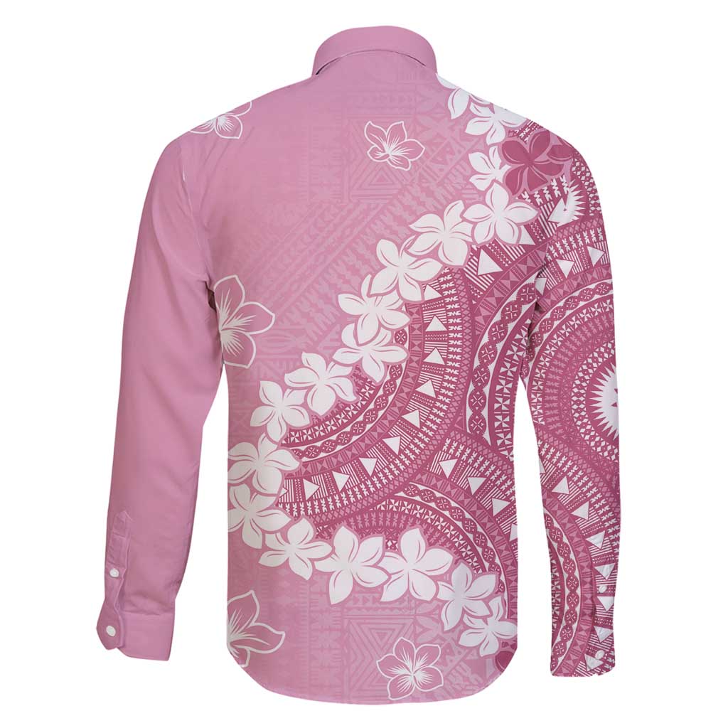 Bula Fiji Women's Day Family Matching Tank Maxi Dress and Hawaiian Shirt Pink Masi Tapa