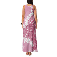 Bula Fiji Women's Day Family Matching Tank Maxi Dress and Hawaiian Shirt Pink Masi Tapa