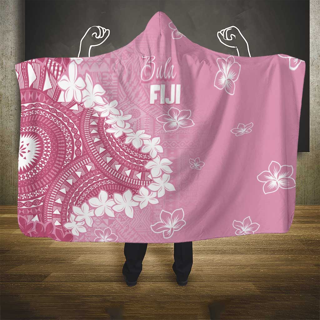 Bula Fiji Women's Day Hooded Blanket Pink Masi Tapa