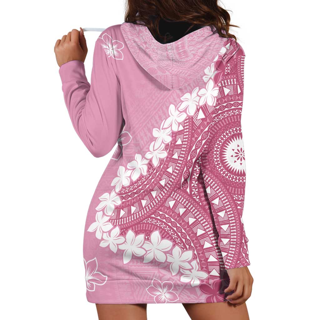 Bula Fiji Women's Day Hoodie Dress Pink Masi Tapa