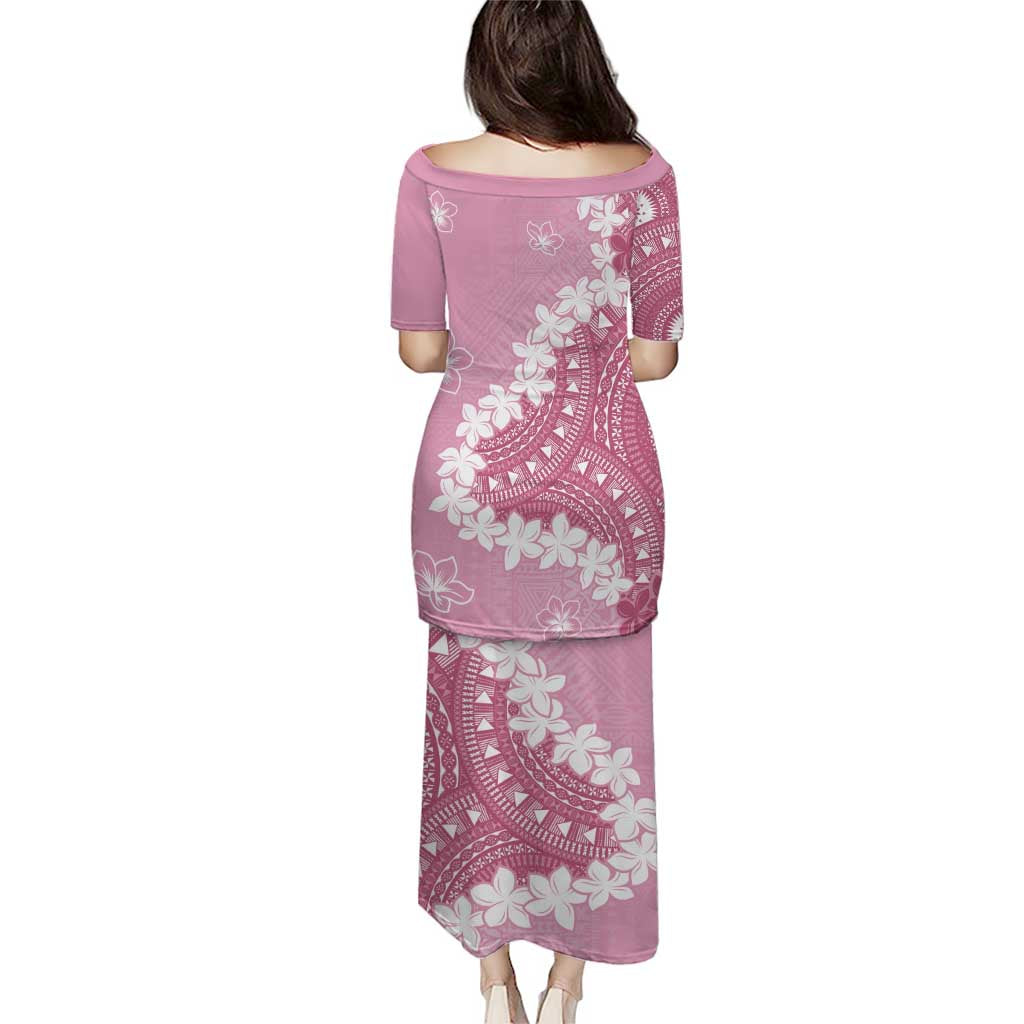 Bula Fiji Women's Day Puletasi Pink Masi Tapa