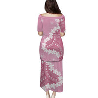 Bula Fiji Women's Day Puletasi Pink Masi Tapa