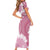 Bula Fiji Women's Day Short Sleeve Bodycon Dress Pink Masi Tapa