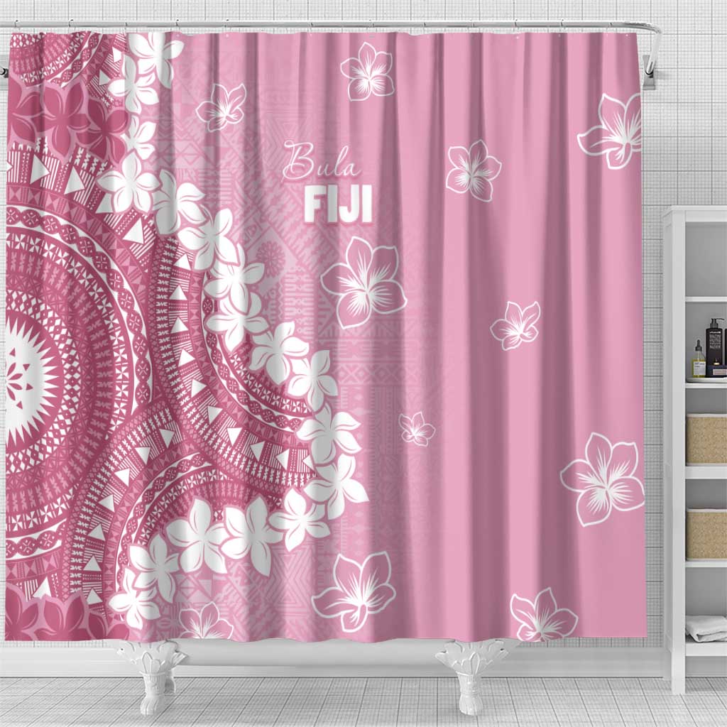 Bula Fiji Women's Day Shower Curtain Pink Masi Tapa
