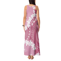 Bula Fiji Women's Day Tank Maxi Dress Pink Masi Tapa