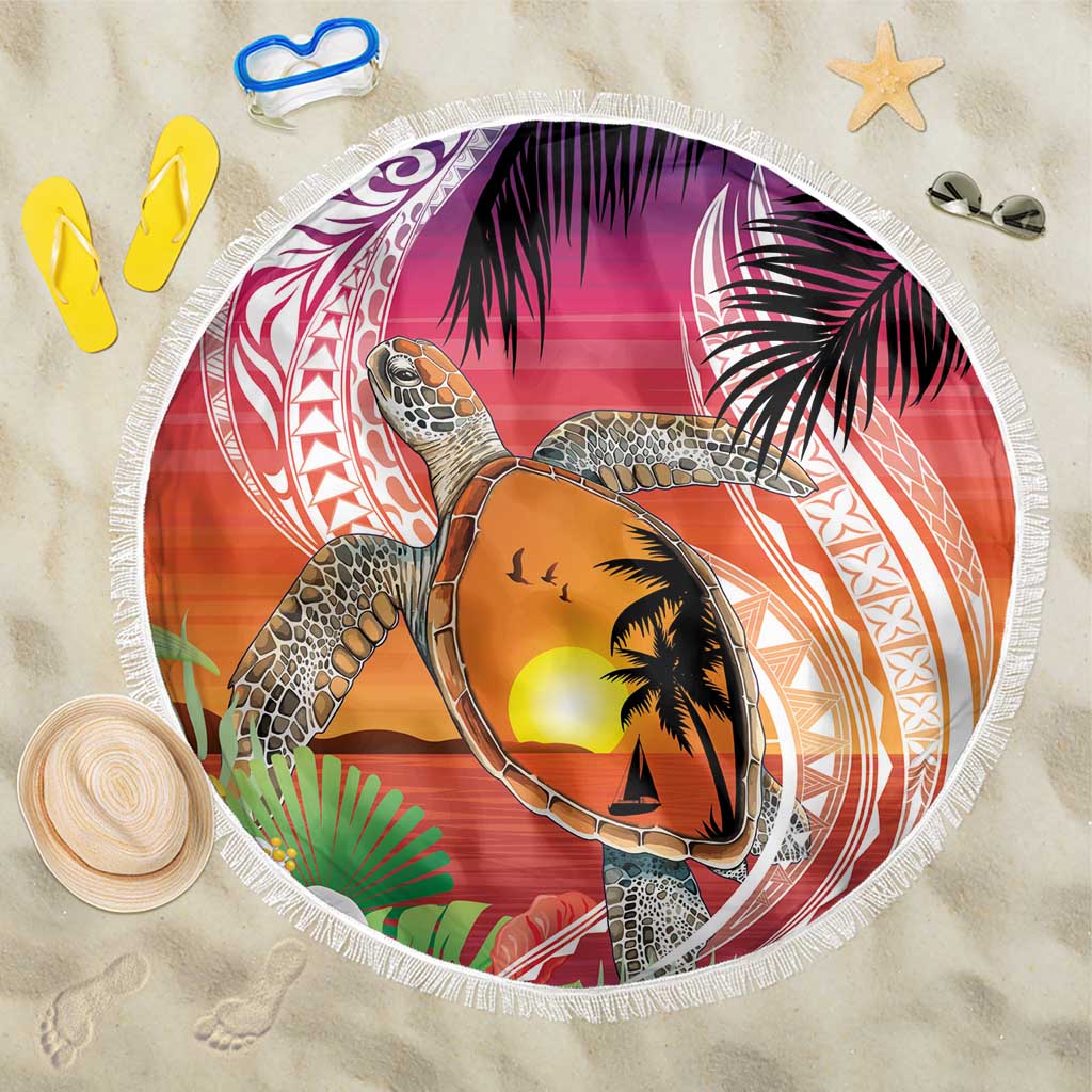 Polynesian Dreamy Turtle Beach Blanket Sunset Scenery