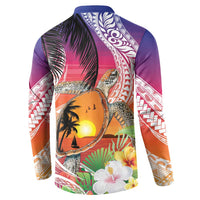 Polynesian Dreamy Turtle Button Sweatshirt Sunset Scenery