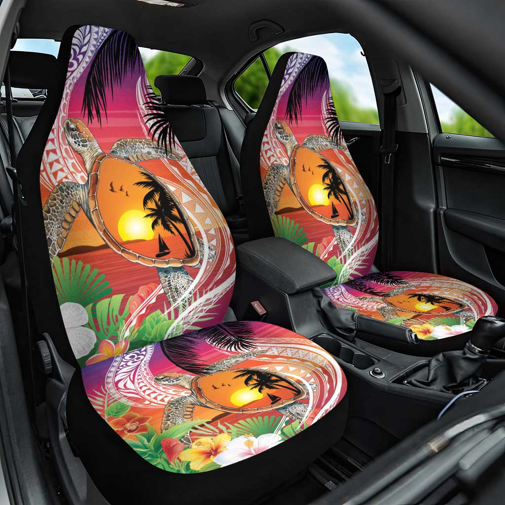 Polynesian Dreamy Turtle Car Seat Cover Sunset Scenery