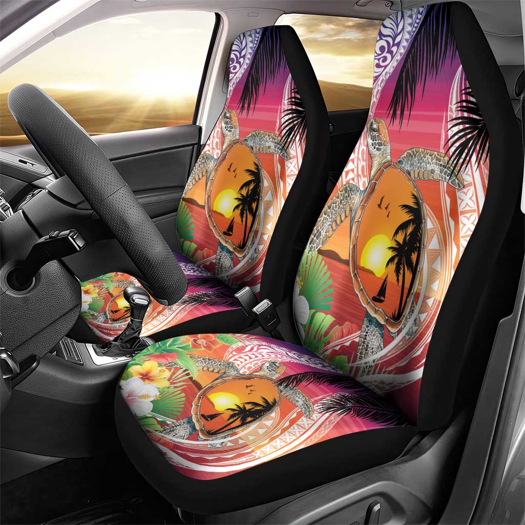 Polynesian Dreamy Turtle Car Seat Cover Sunset Scenery