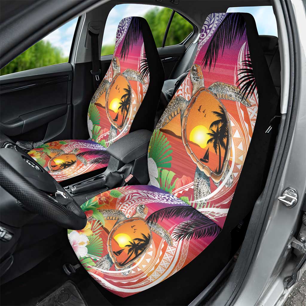 Polynesian Dreamy Turtle Car Seat Cover Sunset Scenery