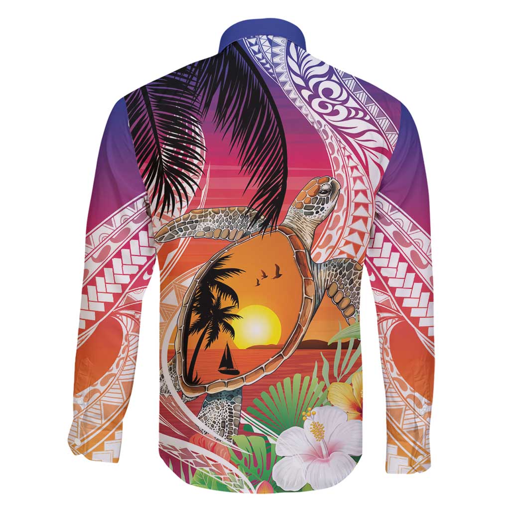 Polynesian Dreamy Turtle Family Matching Mermaid Dress and Hawaiian Shirt Sunset Scenery