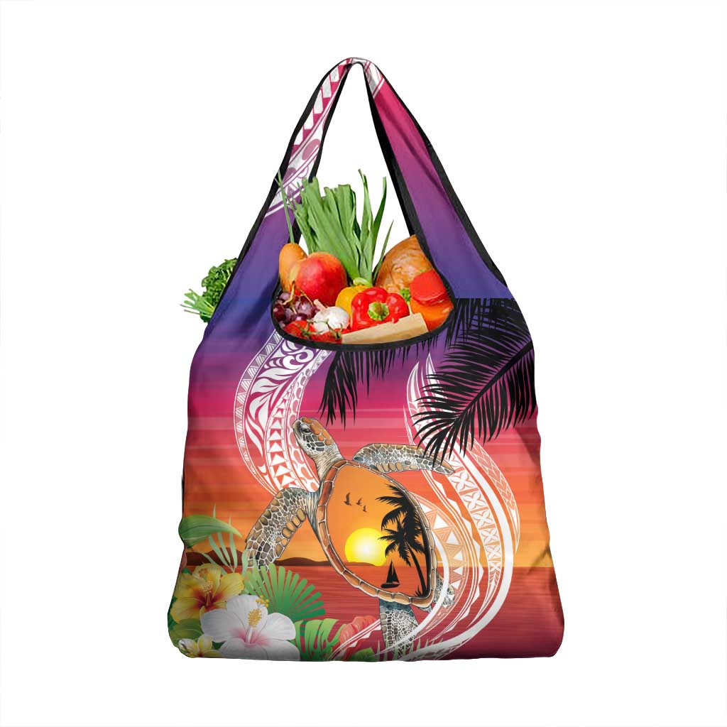 Polynesian Dreamy Turtle Grocery Bag Sunset Scenery