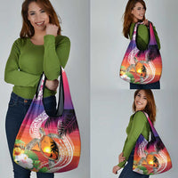 Polynesian Dreamy Turtle Grocery Bag Sunset Scenery