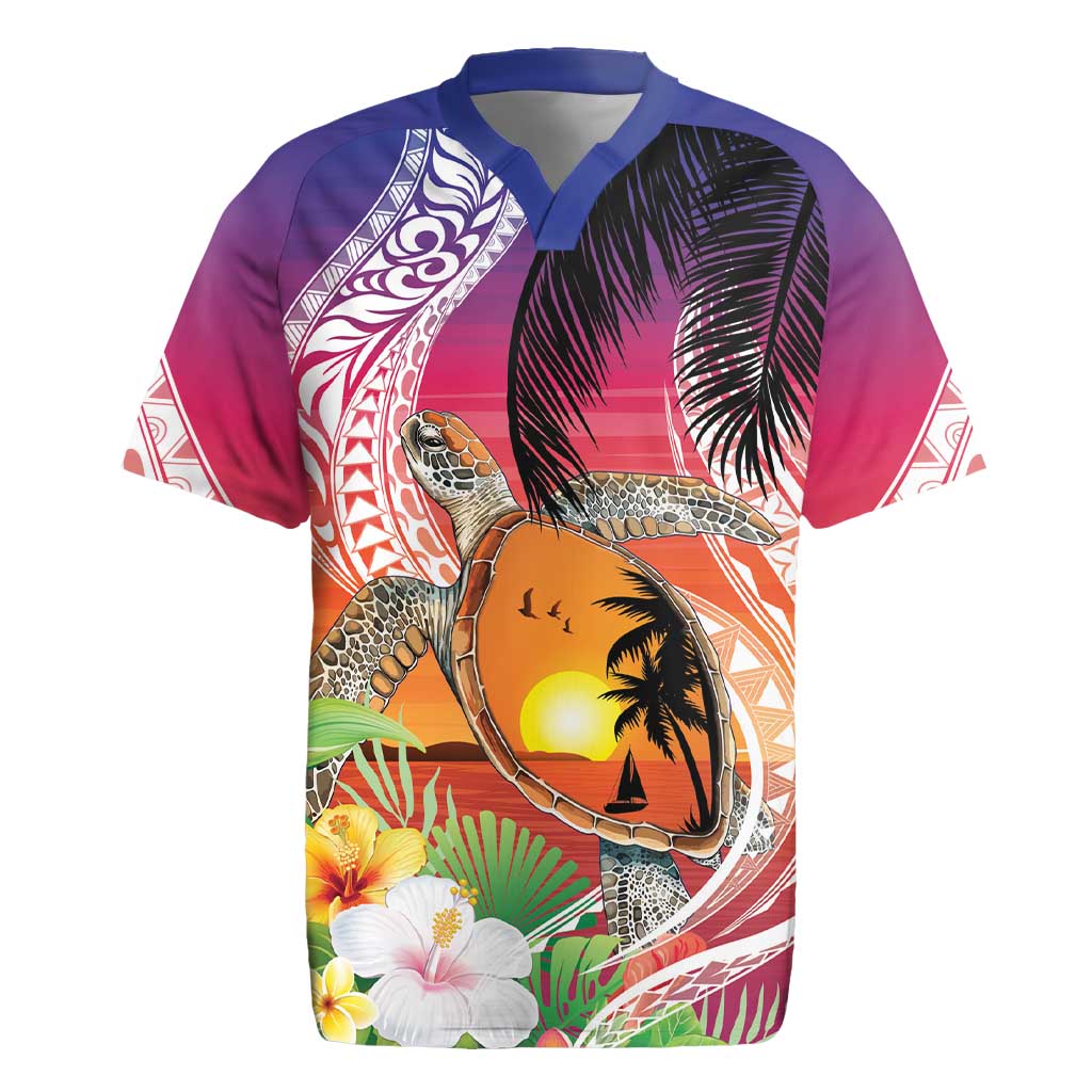 Polynesian Dreamy Turtle Rugby Jersey Sunset Scenery