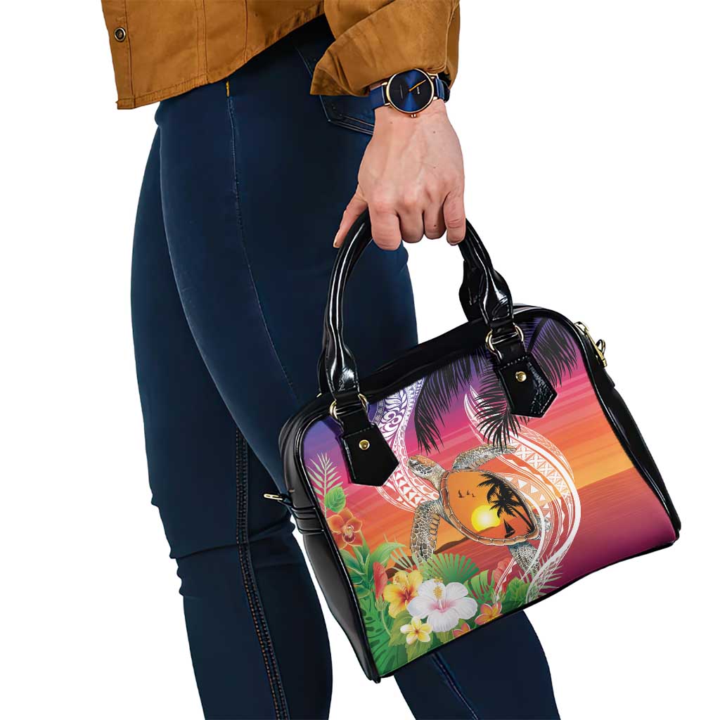 Polynesian Dreamy Turtle Shoulder Handbag Sunset Scenery