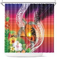 Polynesian Dreamy Turtle Shower Curtain Sunset Scenery