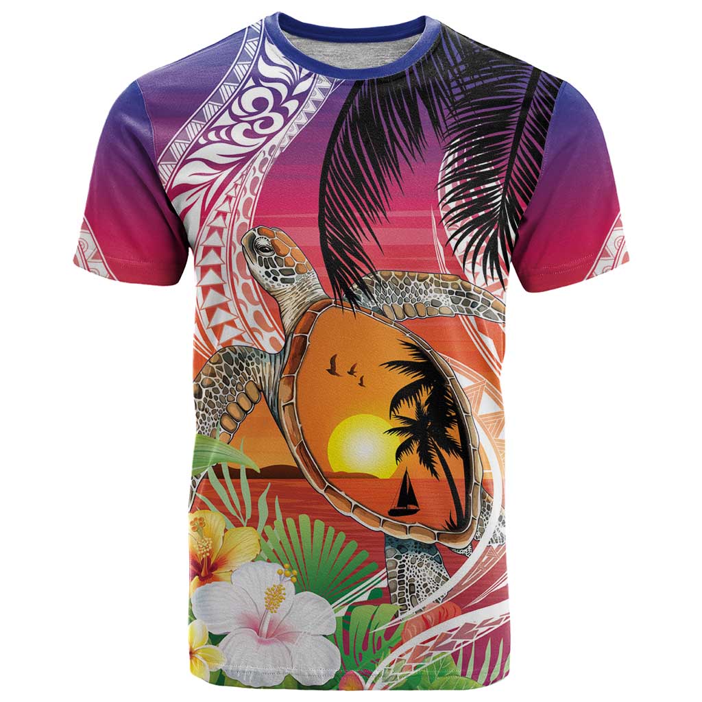 Polynesian Dreamy Turtle T Shirt Sunset Scenery