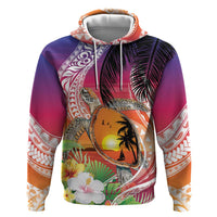 Polynesian Dreamy Turtle Zip Hoodie Sunset Scenery